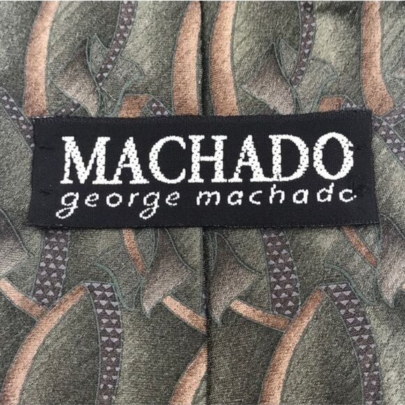 MACHADO George Machado Men's Silk Tie Green Print 58 in - Picture 5 of 7